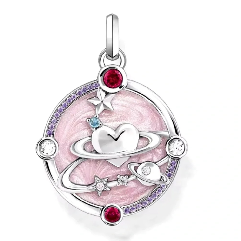 NWOT Solid Sterling pink heart and constellations pendant - Picture 5 of 7